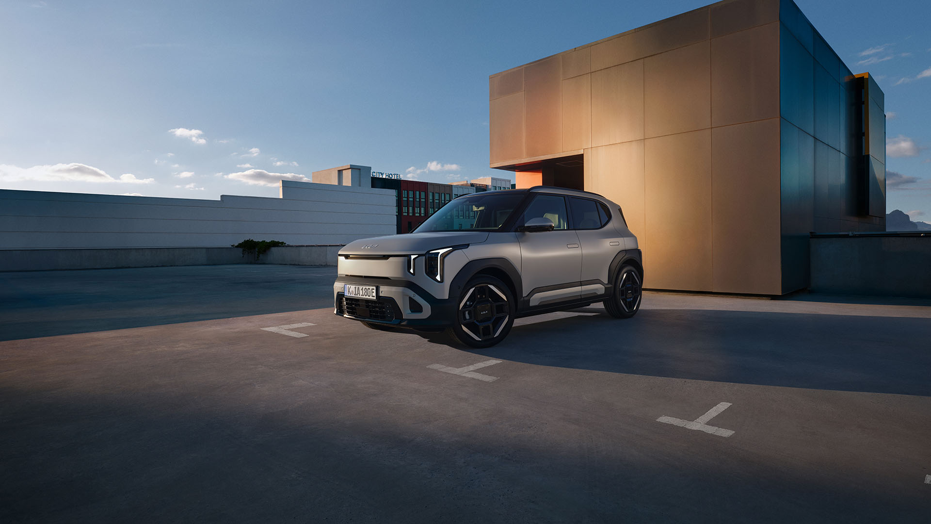 Kia EV3 auf Parkdeck